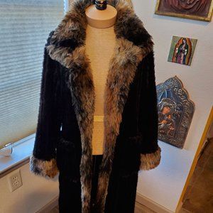 black faux fur maxi coat